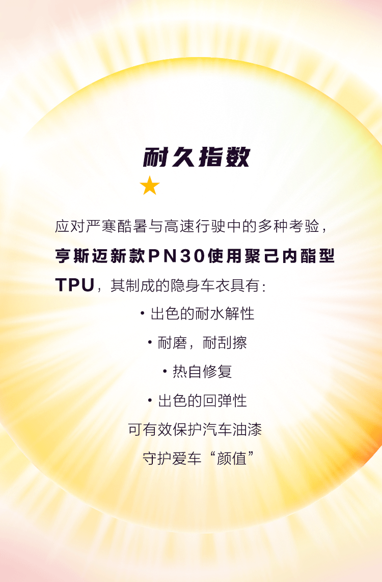 亨斯迈亚太区首发新品PN30脂肪族TPU，专为优质车衣而生